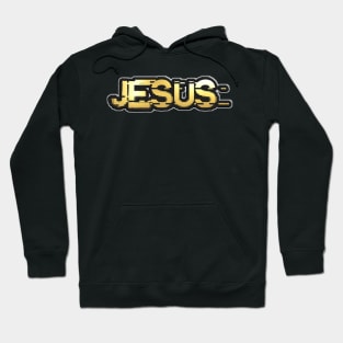 Shiny black and Gold JESUS word ver14 Hoodie